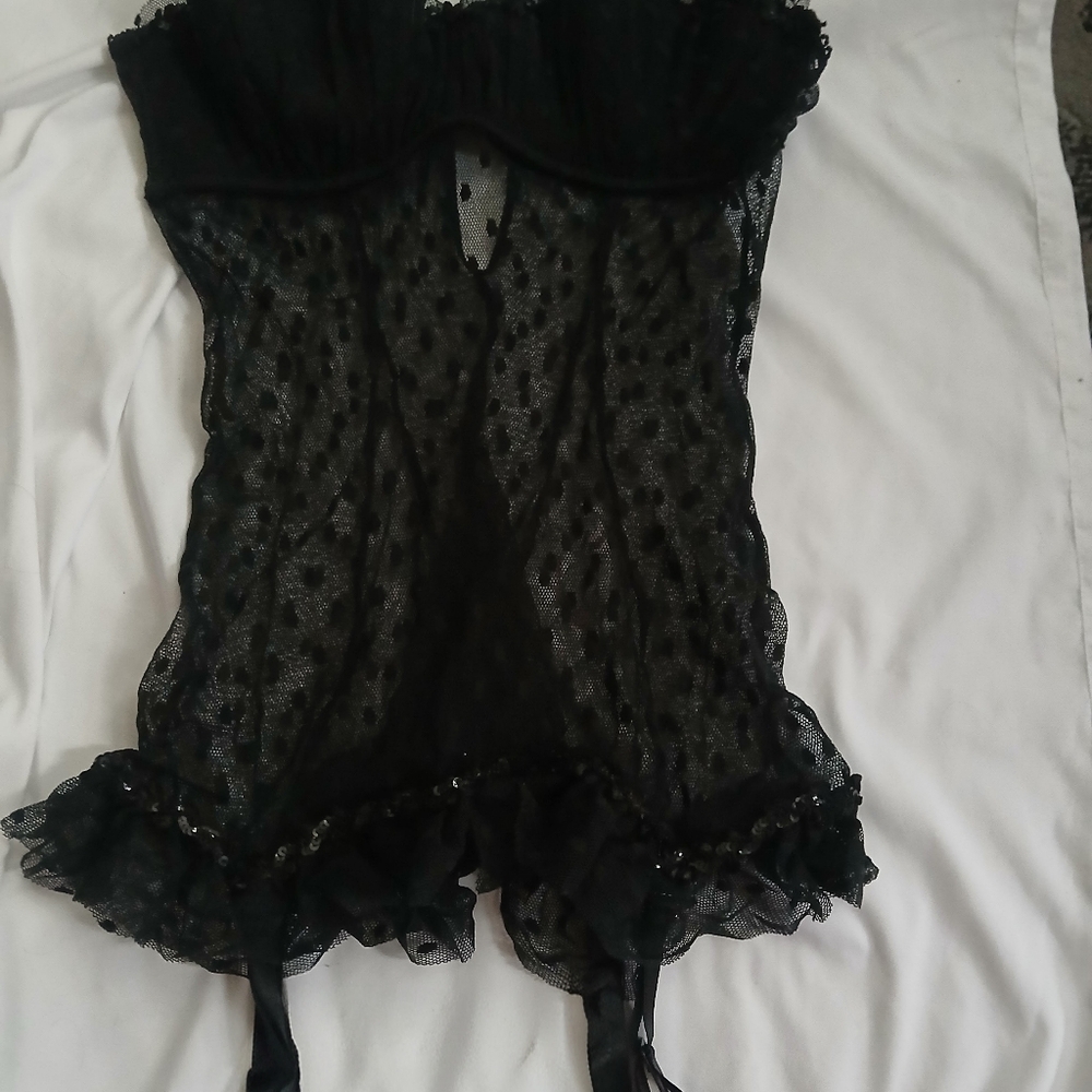 Victoria's Secret Sheer Black Lace Chemise